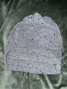 Silver Gray Rhinestone Knit Slouch Beanie